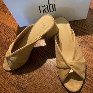 Cabi Marigold Mule Sandals Womens 7.5 Yellow Slip on Block Heel